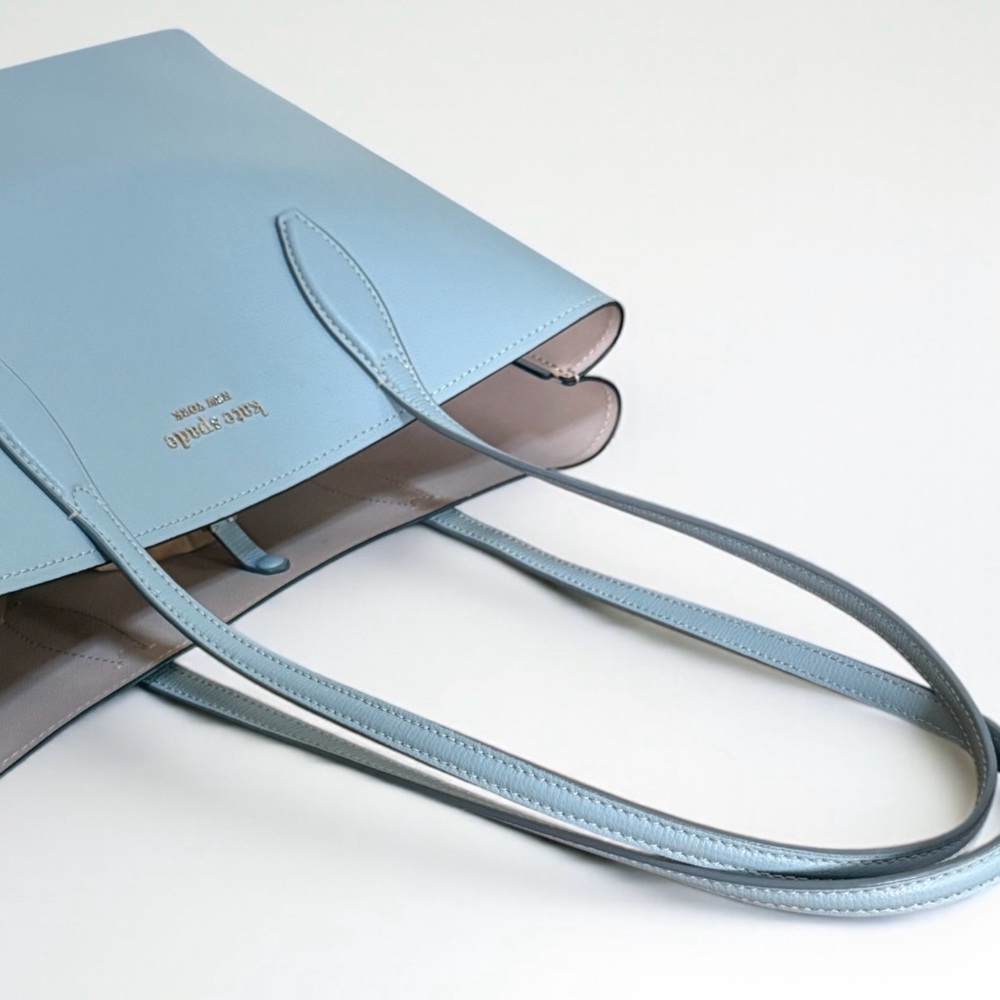 Authentic Kate Spade Blue Crossgrain Leather Tote Bag! - Picture 11 of 15